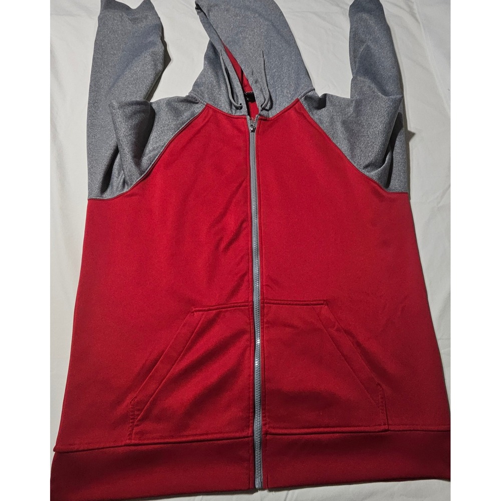 Tony Hawk Full Zip Hoodie Mens XXL Red Gray Colorblock Skater Active Sweatshirt